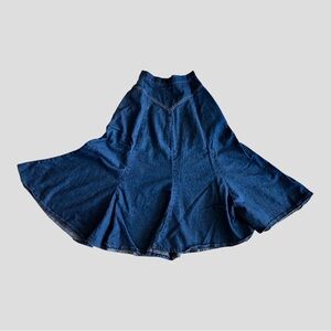 Vintage 80’s90’s Women’s Denim Midi Flare Skirt - Blue